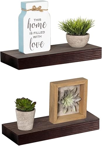 Miniatura 1 de WELLAND Bradley - Juego de 2 estantes flotantes estrechos de 5 pulgadas de profundidad, de madera, hechos a mano, estantes rústicos para montar en