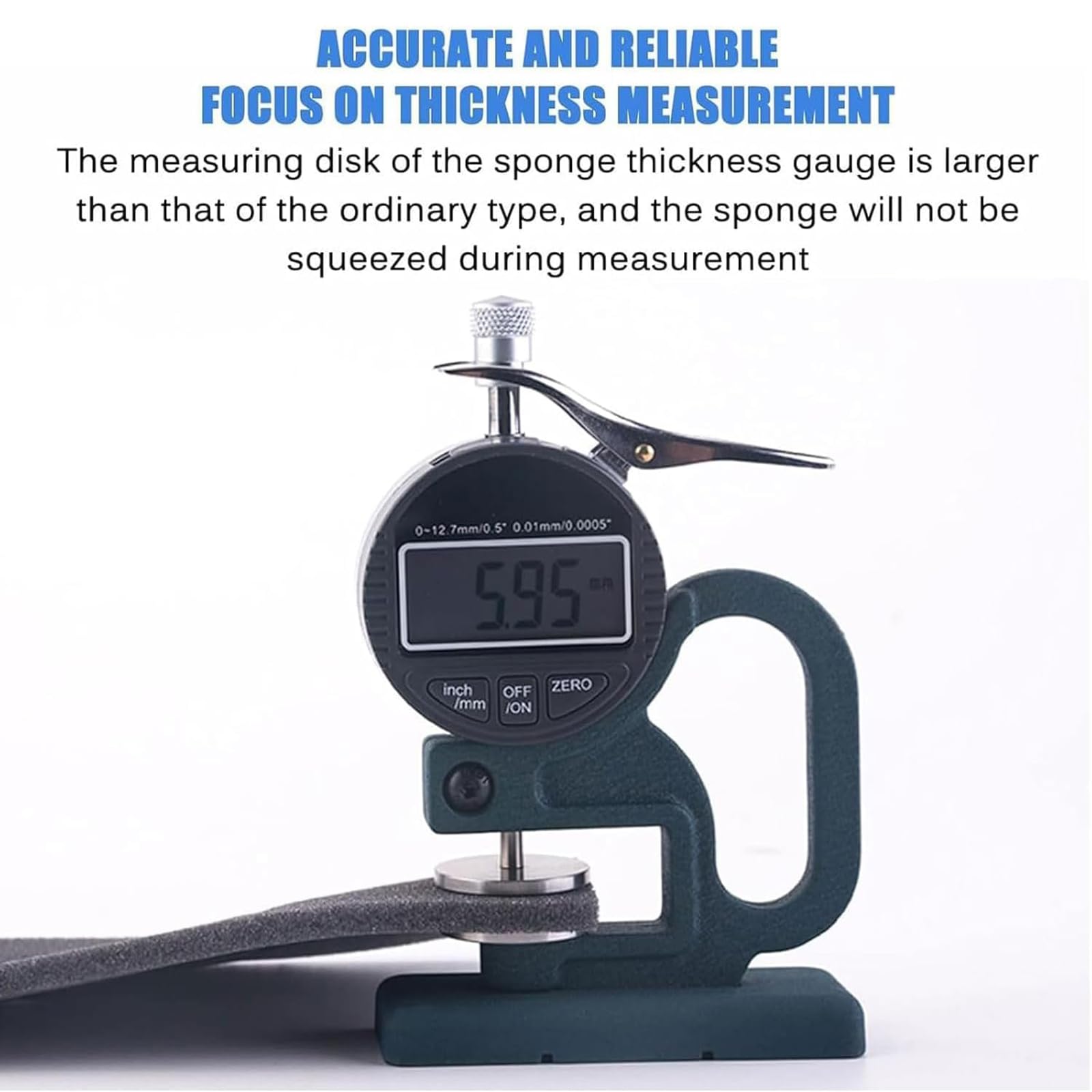 Medidor Digital De Espesor De Esponja, Medidor De Espesor De Escritorio con Base, Herramienta De Medición De Espesor De Escritorio, Rango De 0 A 12,7 Mm, Resolución De 0,01 Mm, para Mecanismo De