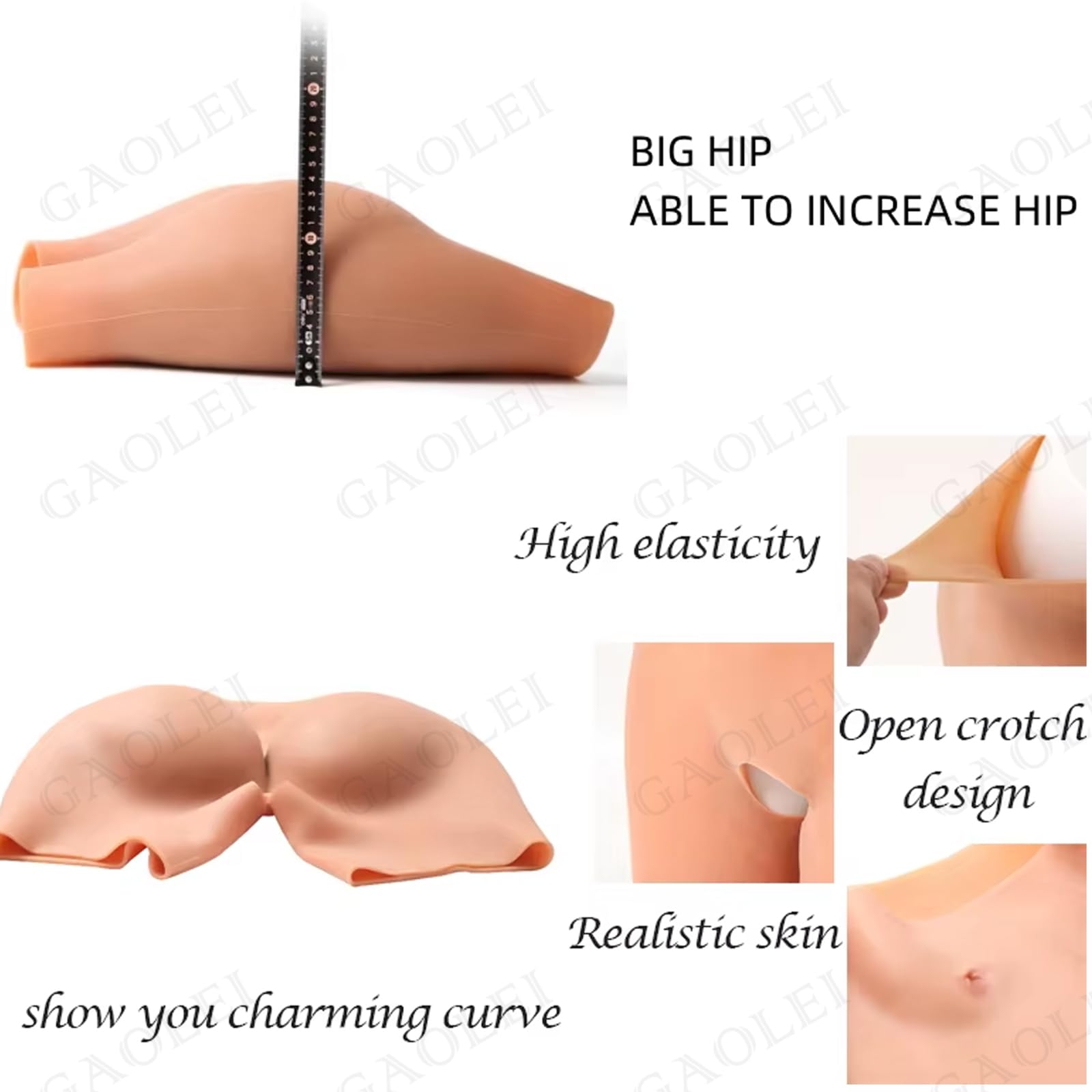 Adima Silikon Fake Butt Hose Offener Schritt Gesäß Shaper Control Shorts Hüftverstärker Höschen Fake Ass für Frauen