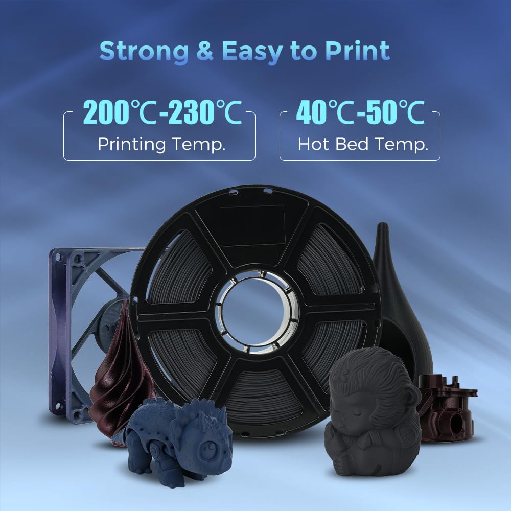 FLASHFORGE Filamento PLA in Fibra di Carbonio 1,75mm, Filamento per Stampante 3D PLA Rinforzato con Fibra di Carbonio, Bobina da 1kg Precisione dimensionale +/- 0,02mm, Alta Resistenza all'abrasione