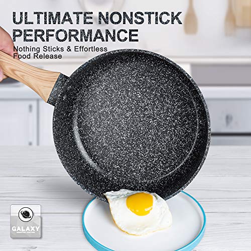 MICHELANGELO Deep Frying Pan 24cm, Non Stick Saute Pan 24 cm, Fry Pan with Lid with Soft Bakelite Handle, Sautepan with Lid, Deep Frying Pans for Induction Hob, Black - Image 3