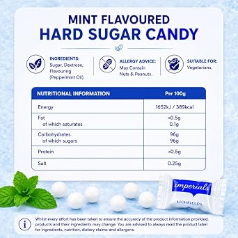100 x Individually Wrapped Mint Imperials | Bulk Mints Ideal for Restaurants, Hotels, Travel Sweets, After Dinner Mints | Peppermint | Letterbox Friendly Design | Vegetarian Mints