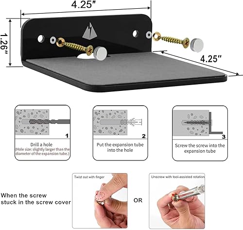 Miniatura 7 de TXEsign Estantes flotantes pequeños para altavoces, paquete de 2 estantes de pared, soporte de altavoz para altavoz, estante de exhibición de cámara
