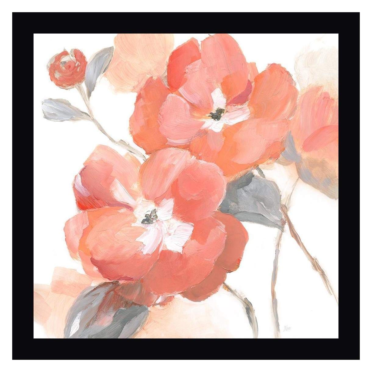 Coral Fantasy II by Nan - 24" x 24" Framed Canvas Art Print - Black Frame - Ready to Hang