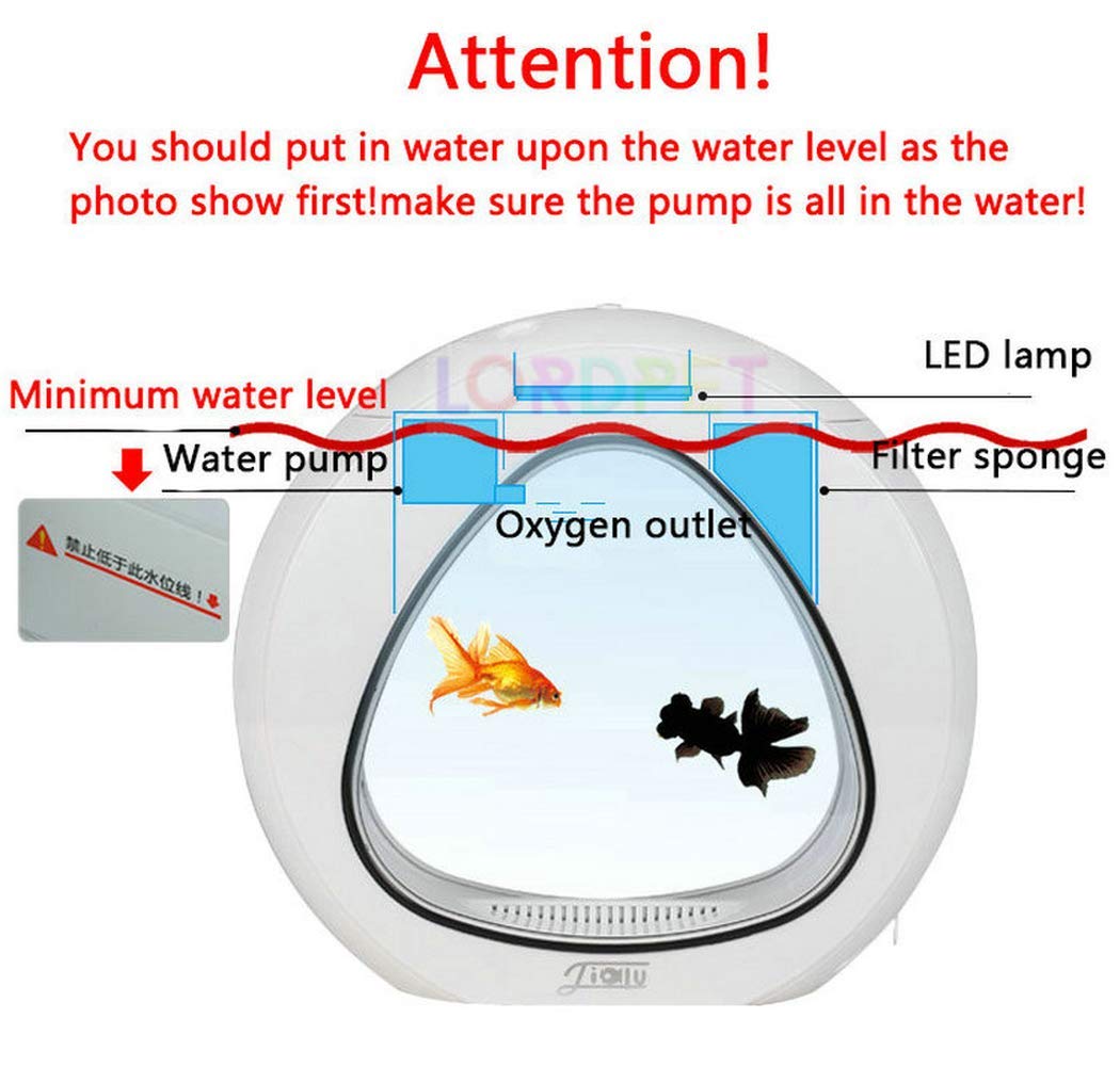 KHTO Aquarium 6L 110V-240V de système de réservoir de Nano de Filtre de système d'éclairage de Filtre d'intégration de l'écologie Fish Tank LED