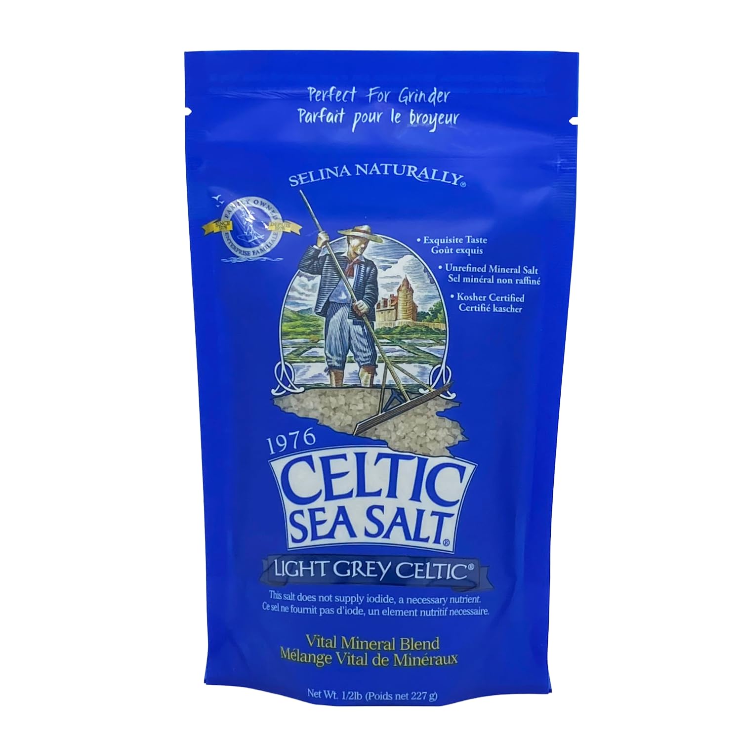 Celtic Sea Salt - Vital Mineral Blend Zippered Bag Light Gray Celtic - 8 lbs