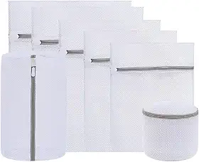 Kit 7 Sacos para Lavar Roupas Delicadas em Malha Protetora – Diferentes Tamanhos, Organizam e Preservam Peças