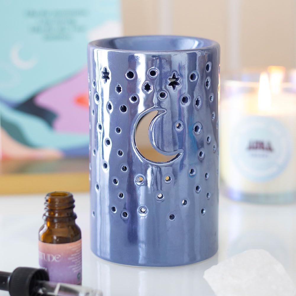 Something Different Wholesale Iridescent Purple Moon Pillar Oil Burner and Wax Warmer | Home Fragrance | Decorative Aromatherapy | Gift Ready