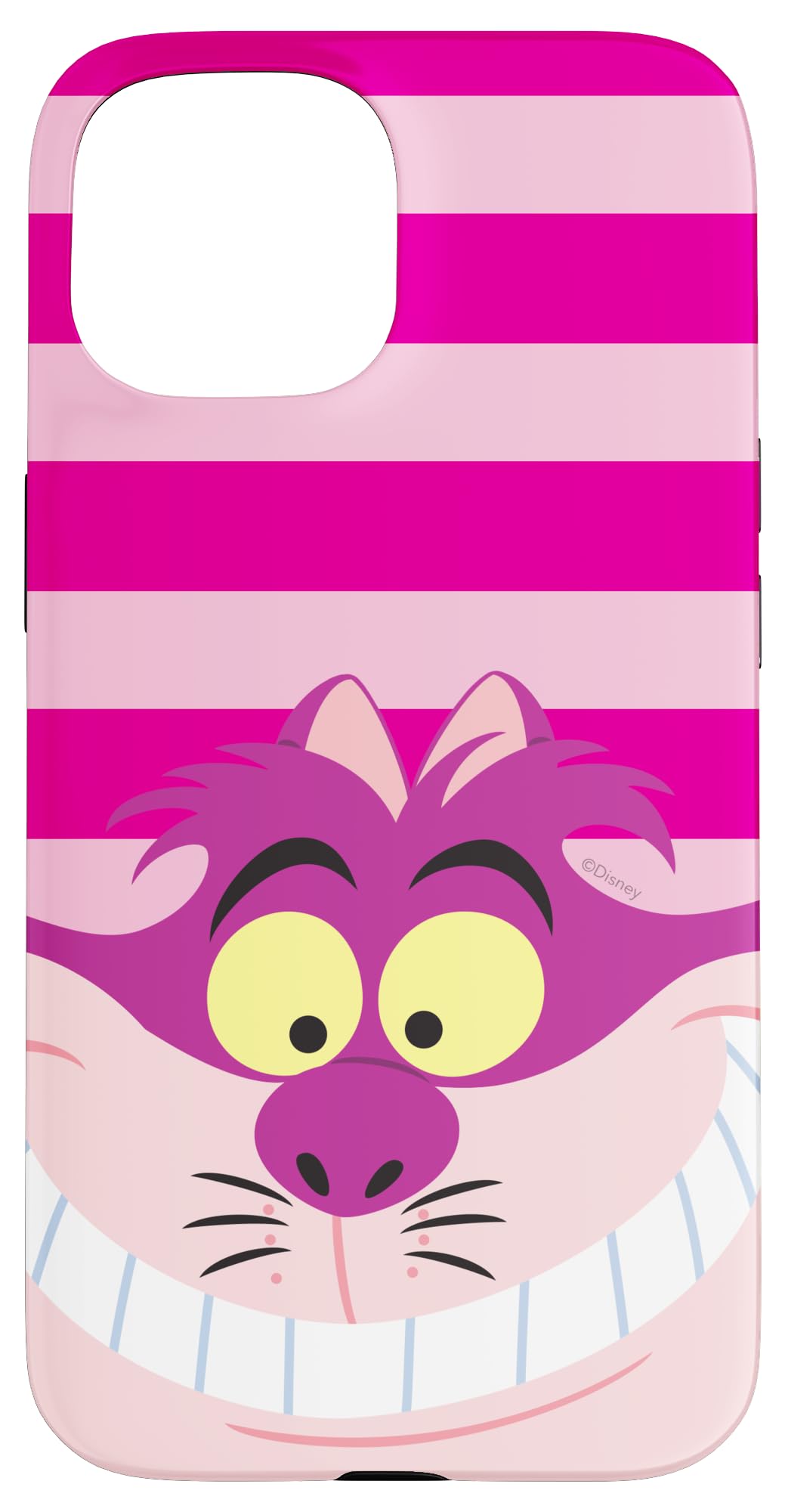 Custodia per iPhone 15 Disney Alice nel Paese delle Meraviglie Stregatto Rosa Strisce