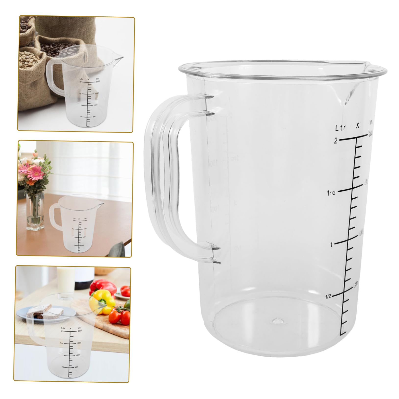 Gatuida 2pièces Grand Pichet à Mesurer Tasse Graduée Transparent Avec Poignée Ergonomique Pour Cuisine Boulangerie Et Cafés