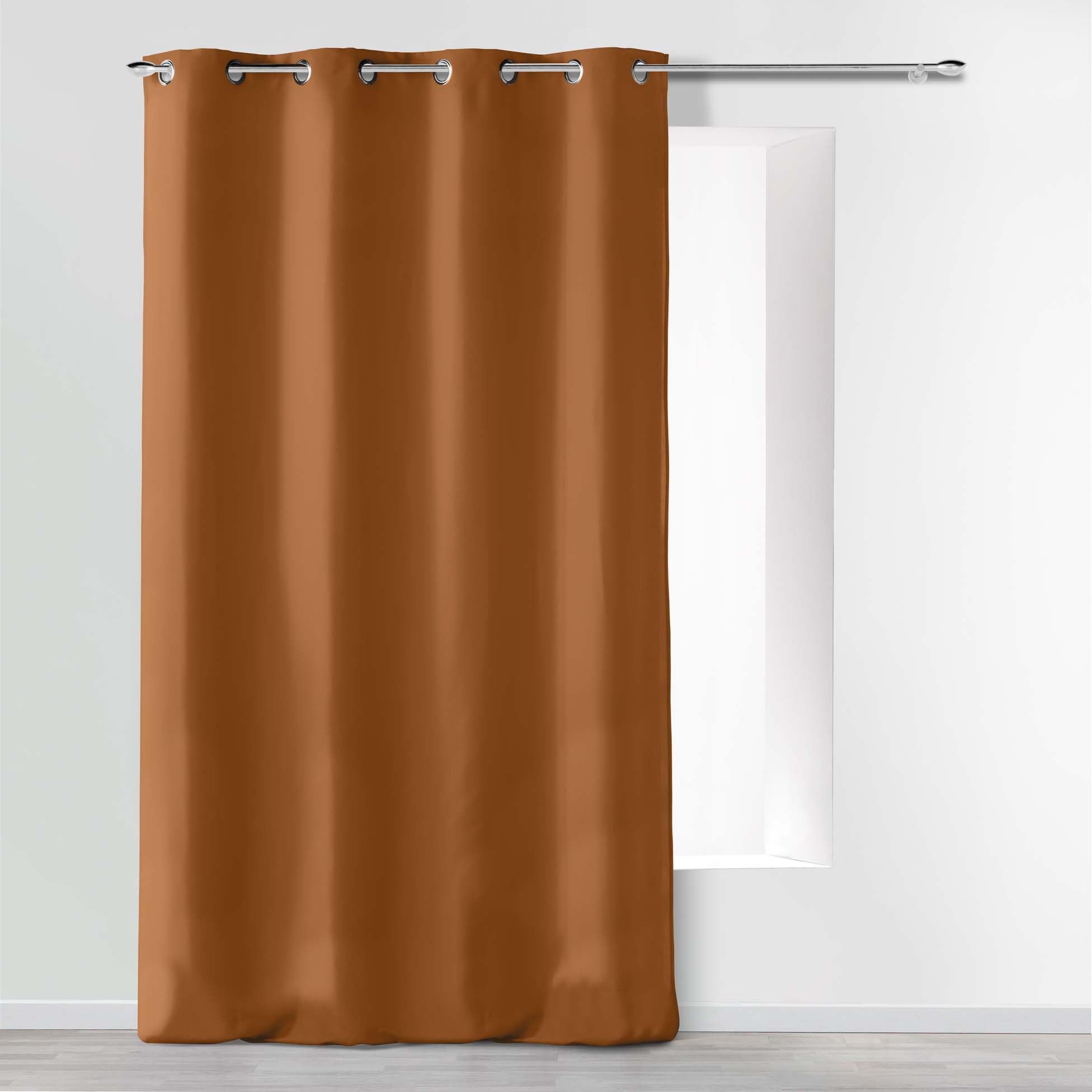 Douceur d'Intérieur, Eyelet Curtain 140 x 260 cm Camel Microfibre