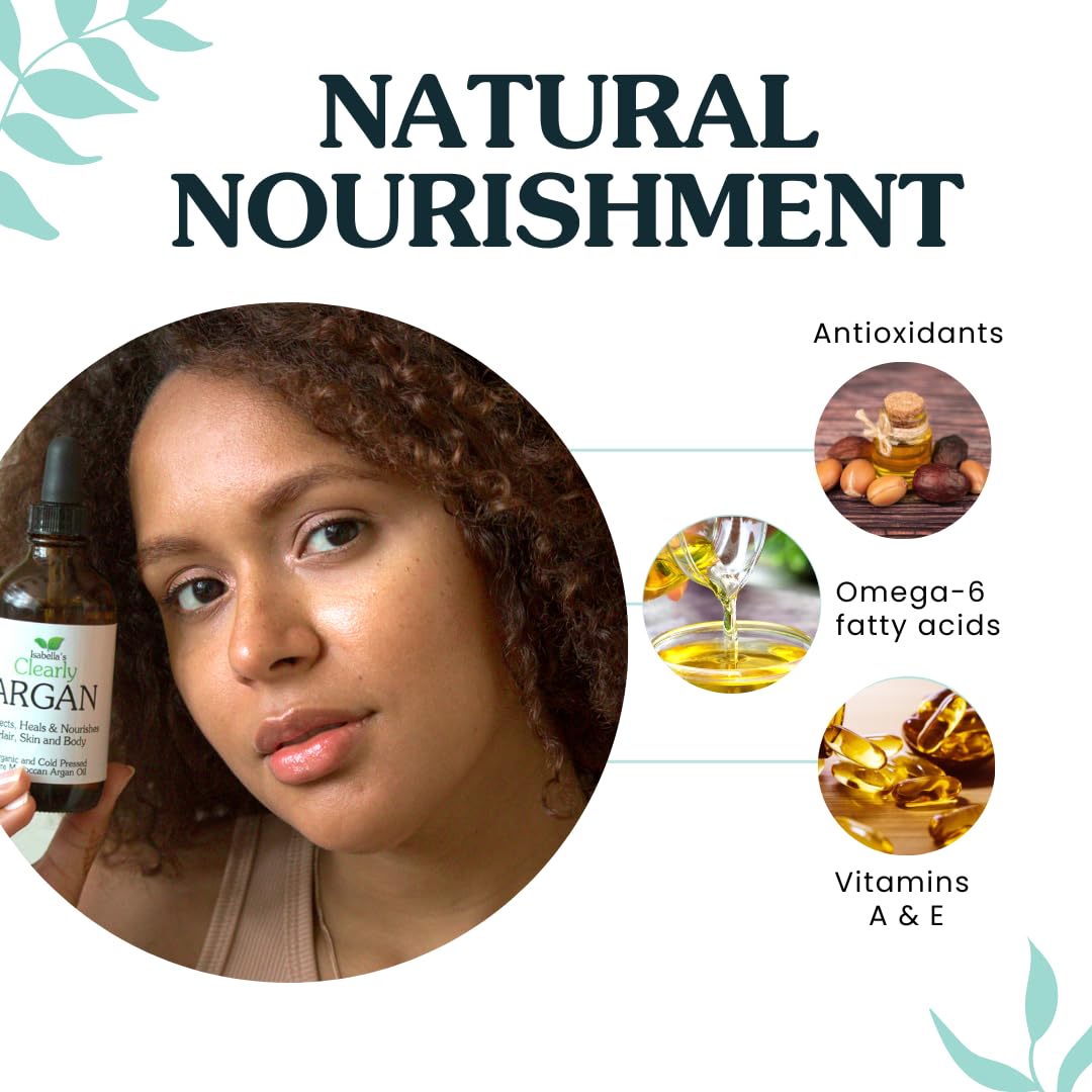 Huile d’Argan Bio du Maroc 100% Pure | Première Pression à Froid | Huile Végétale Visage, Cheveux, Corps & Ongles | Vierge, Non Raffinée | Flacon Verre 120 mL