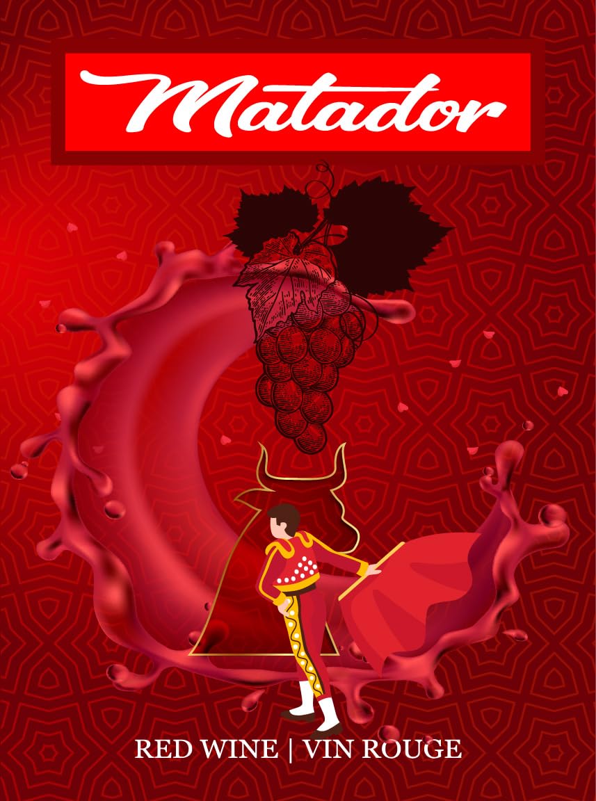 Matador Red Wine Bottle Labels Perfect for Spanish Blends Pack of 30 Die Cut Full Color Self-Adhesive Easy Peel Labels from HJL Designs LTD