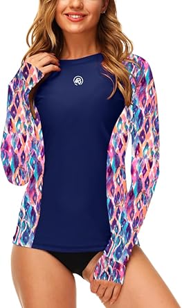 Women Long Sleeve Rash Guard UPF 50+ with Thumb Holes