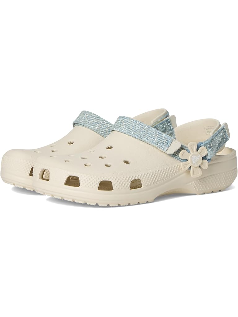 Red Crocs Classic Denim Floral Backstrap Clogs (Little Kid/Big Kid)