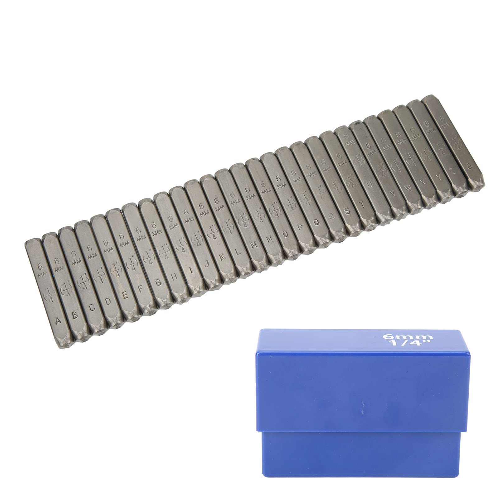 Juego de punzones de letras, 27 letras, juego de sellos de letras de metal de acero con alto contenido de carbono de alta resistencia para obras de arte de joyería (6mm)