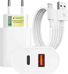 Cabo Usb-C-Lightning + Fonte Carregador 40W 2 Entradas Turbo Compatível iPhone X Xr SE 11 12 13 14 Premium LAGUS IMP.