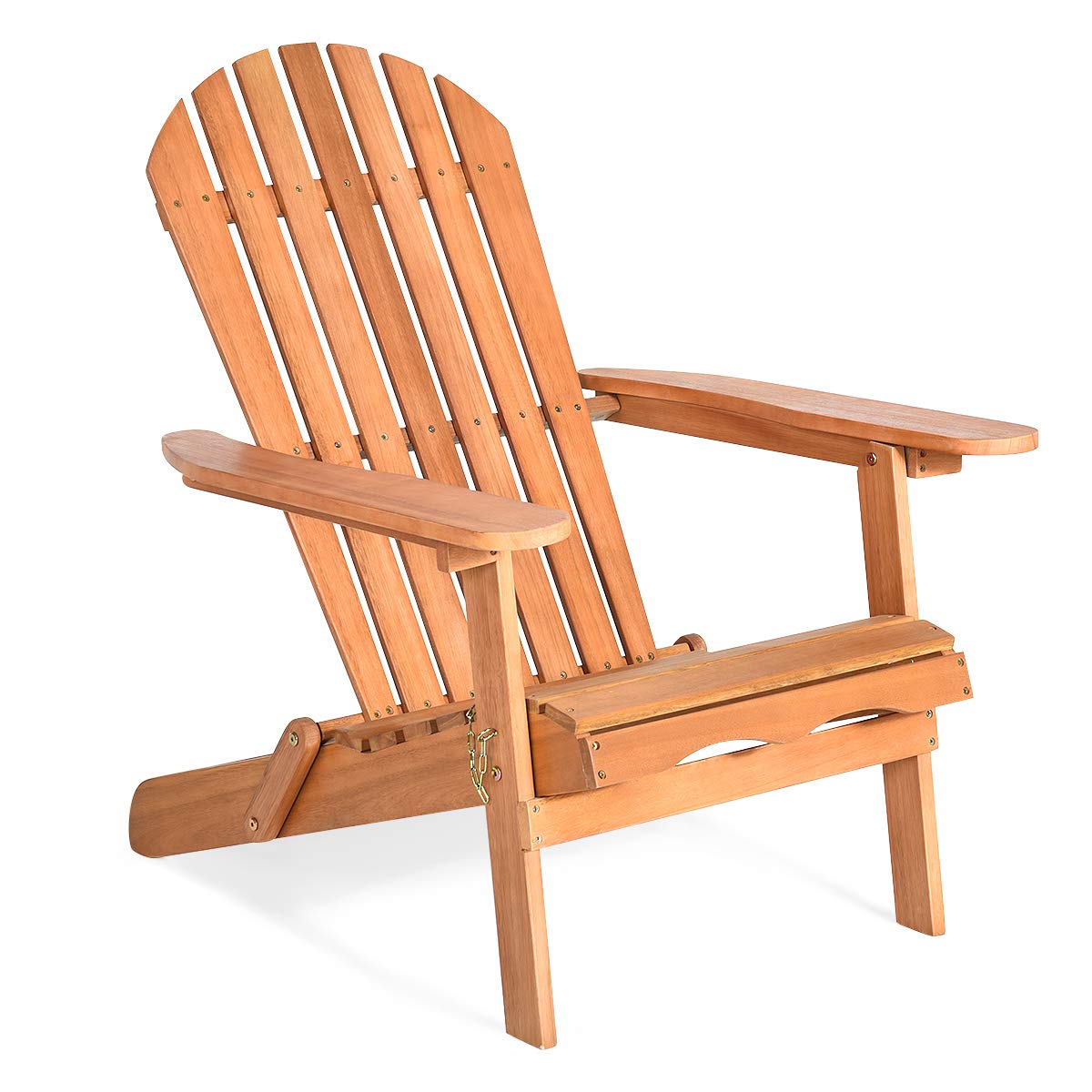 Giantex Wooden Adirondack Chair Outdoor Lounger Chair, Folding Adirondack Chairs 400 lbs Weight Capacity for Patio, Garden, Deck, Porch, Lawn, Oversized Backyard Seating Fire Pit Chairs