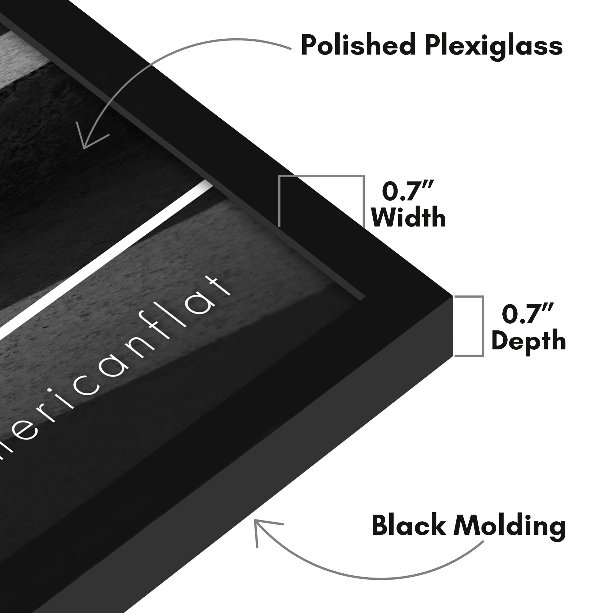 Cornice Per Poster 30x91 Cm - Nero, Con Plexiglass Infrangibile, Orientamento Verticale O Orizzontale - 2