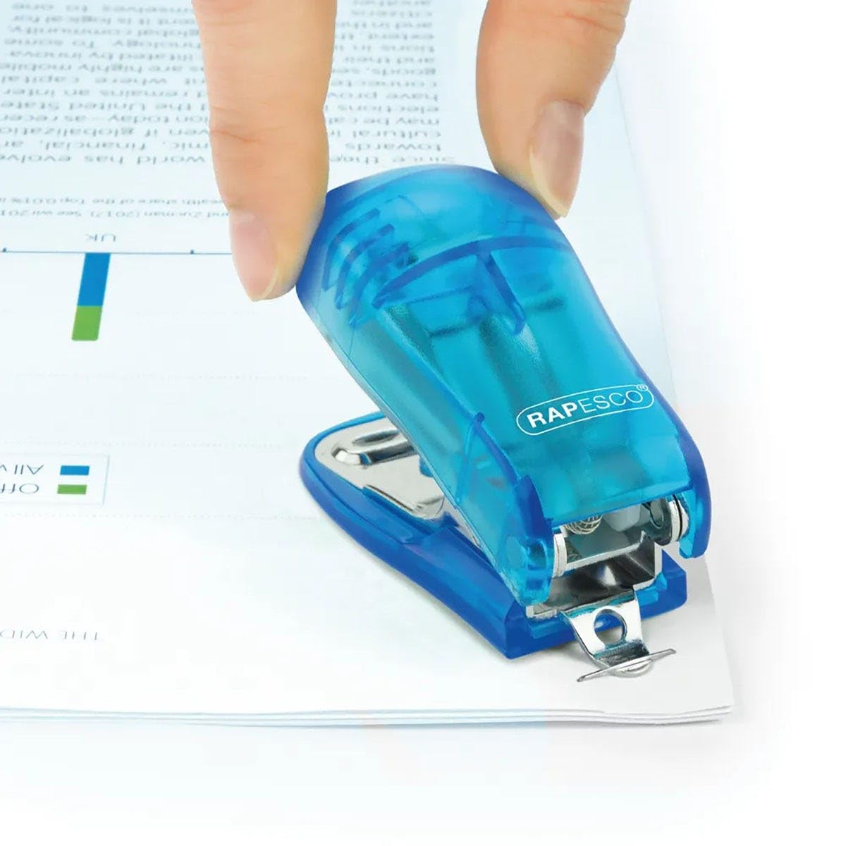 Rapesco 1719 Bug Stapler and 810-P 2-Hole Punch Set including 1000 26/6mm Staples, Transparent Blue, Blue Transparent - Image 3