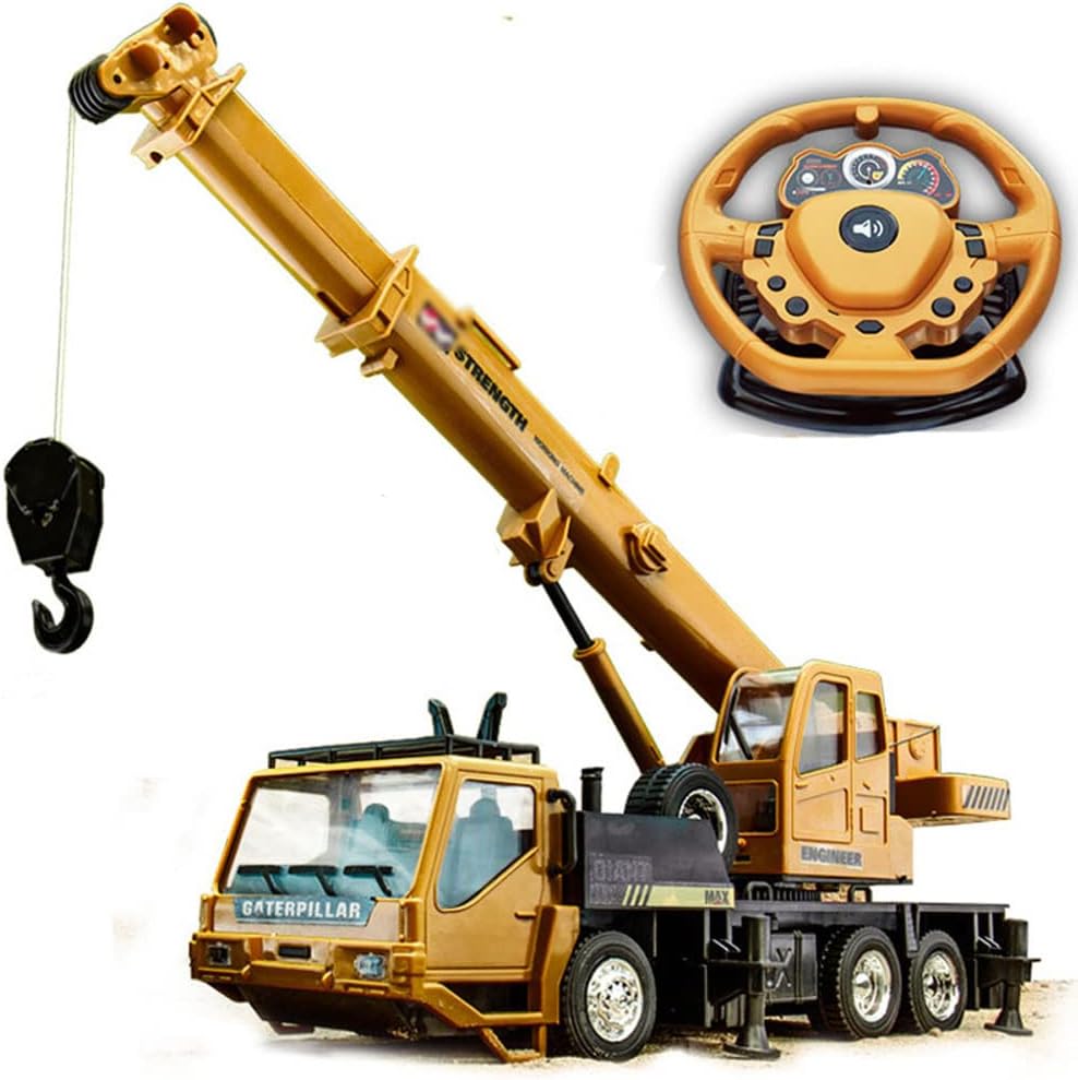 RC Crane Tower 2.4g Steering Wheel Remote Control Crane Engineering Car RC Truck Construction Crane Tower Crane Educational Toys All Terrain Electric Toy Car Excavator Loader Boys Kids