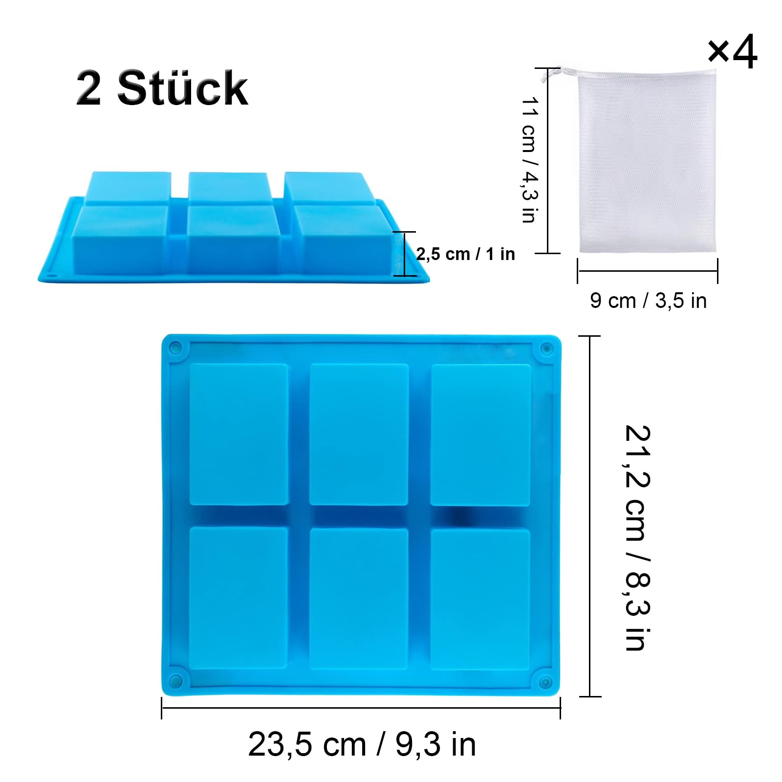 Stampo In Silicone Per Sapone Fai-da-te – 6 Cavità Ovali E Rettangolari – Resistente -40° A 230°C – Verde Menta