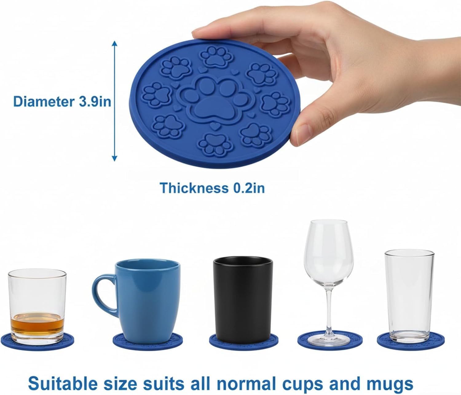Silicone Coasters with Holder,6 Pack Drink Cup Mats,Thickened Non-Slip Deep Tray Design,Durable Coaster Set for Coffee Mugs,Whiskey Glasses,Beer Cups,Table Protection - Image 4