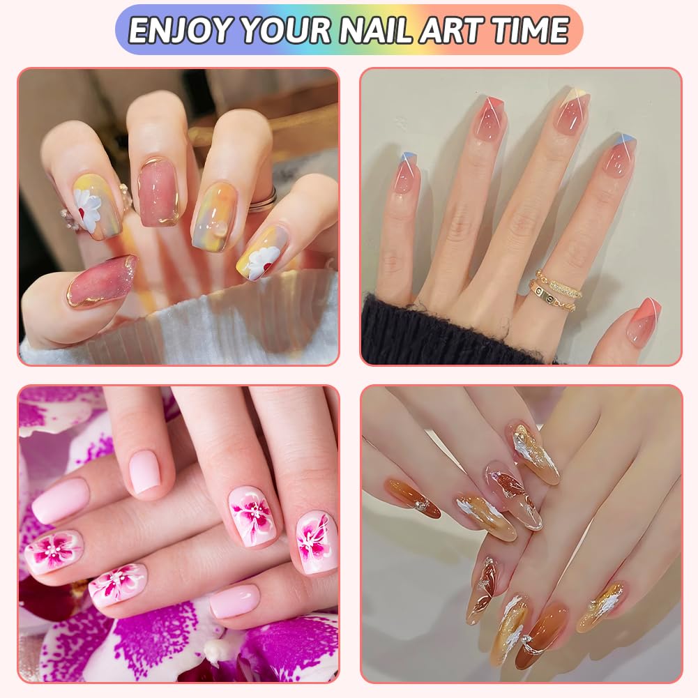 flintronic 6pcs Pinceles para Uñas, Pincel Acrilico Uñas, Cepillo de Uñas Acrílico, Tamaño 4/6/8/10/12/14 Pincel Plano Kit Manicura Set Pintura