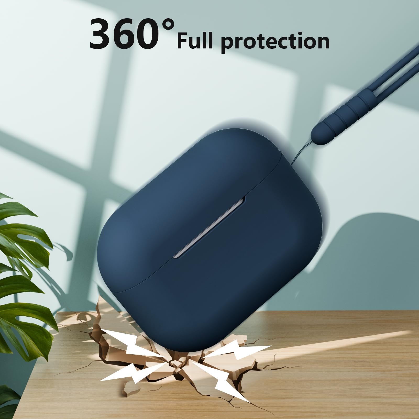 Custodia Case Compatibile con AirPods Pro 2/1 2023/2022/2019 con Kit di Pulizia e Cordino in Silicone, Case Cover Protettiva Premium in Silicone per AirPods Pro 2a/1a Generazione, Midnight Blue