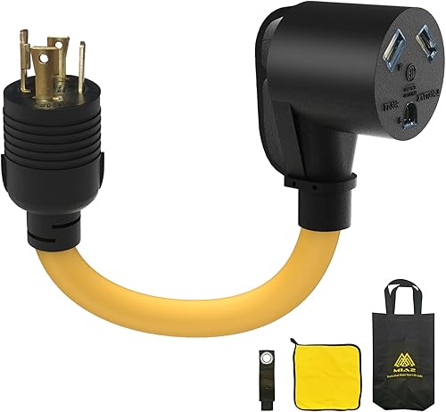 Adaptador de bloqueo giratorio de 4 clavijas de 30 amperios, cable adaptador de generador a RV con asa, bloqueo giratorio L14-30P macho a TT-30R