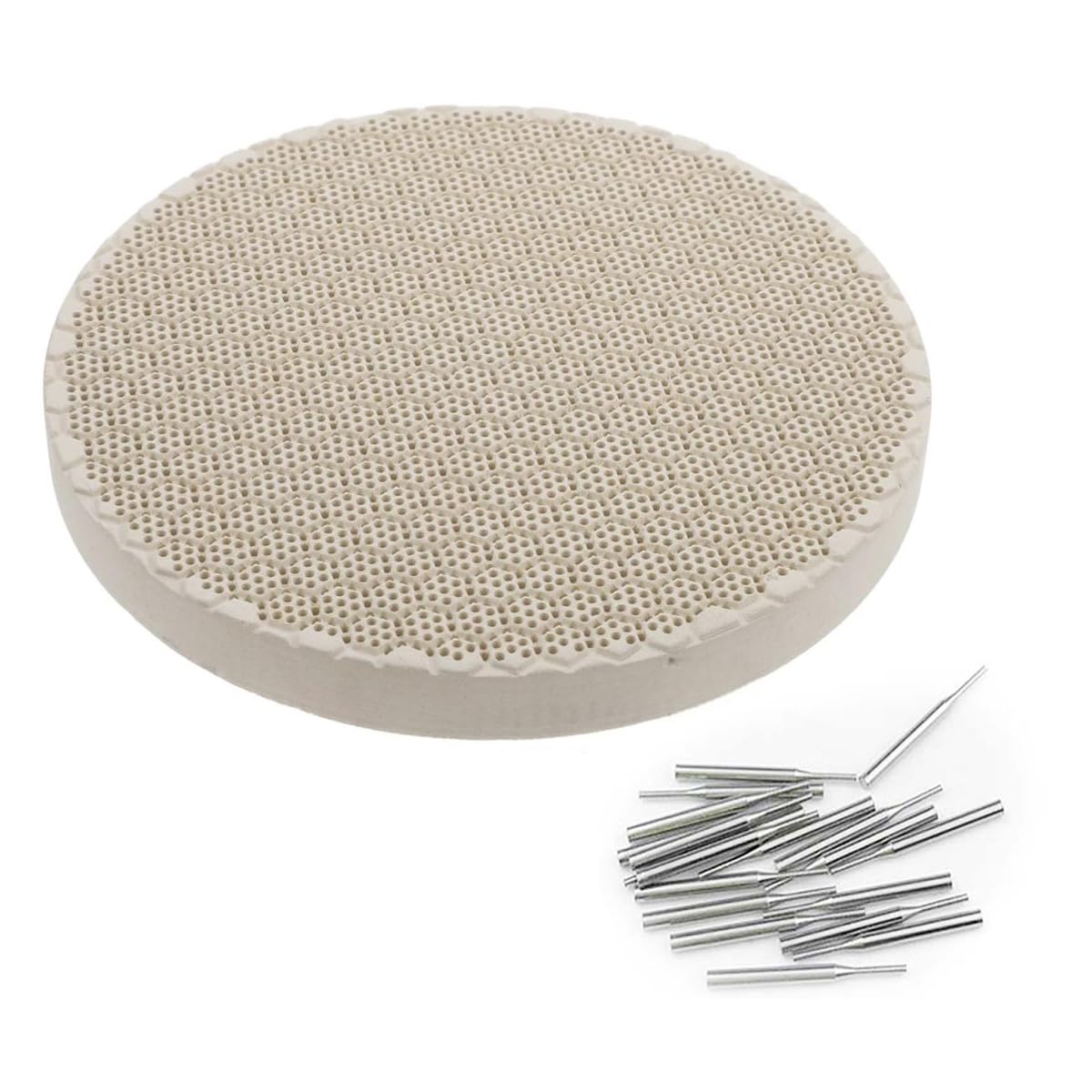 Honeycomb Ceramic Soldering Board with Needles, Round 132x13mm Soldering Honeycomb Panel Jewelry Making Tools, Soldering Block for Melting Casting