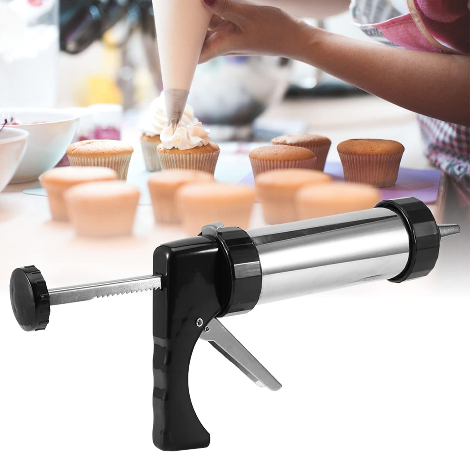 Cookies Press Kit Cookie Maker Set with 13 Tools Discs 7 Piping Nozzles DIY Baking Tool for Family Kitchen Cake Icing Decoration