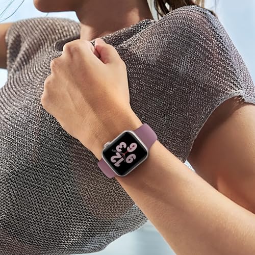 Silicone Band Compatible with Apple Watch Bands for Women 40mm 44mm 45mm 46mm 38mm 41mm 42mm 49mm Ultra Men, Sport Strap for iWatch Bands Series 10 9 8 7 6 5 4 3 SE