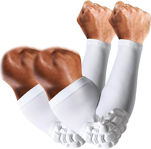 Miniatura 7 de Mangas de brazo con coderas, manga de compresión para jóvenes y adultos, coderas para baloncesto, fútbol, voleibol