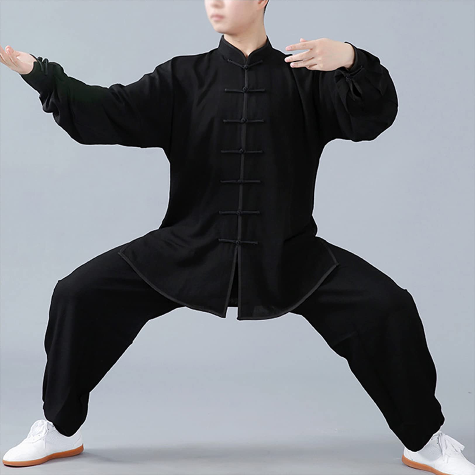 Tai Chi Anzug Freizeit Einfarbig Kampfkunst Anzug Unisex Baumwolle Leinen Kung Fu Uniform Traditionell Chinesisch Kostüm Meditation Qigong