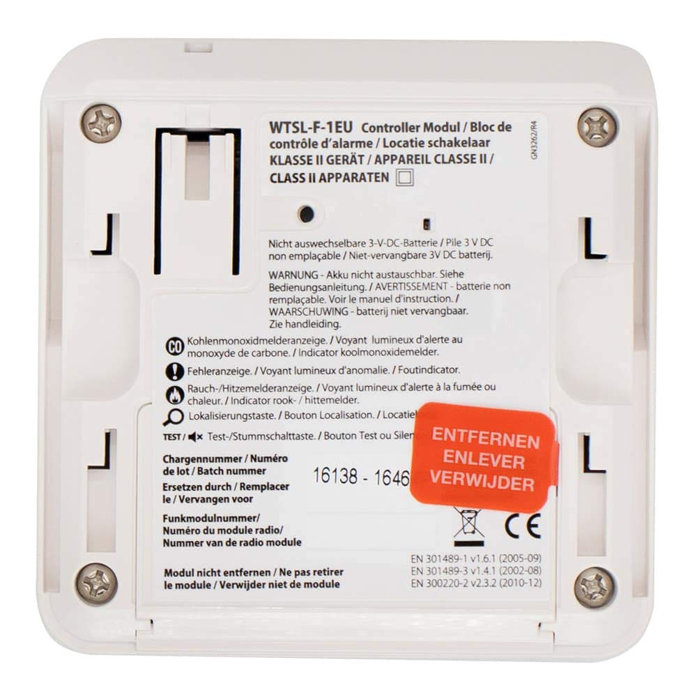 Fire Angel WTSL-F-1EU Module de Commande, Module de Contrôle, Unité de Contrôle pour Détecteurs de Chaleur, de CO et de Fumée sans Fil, Blanc
