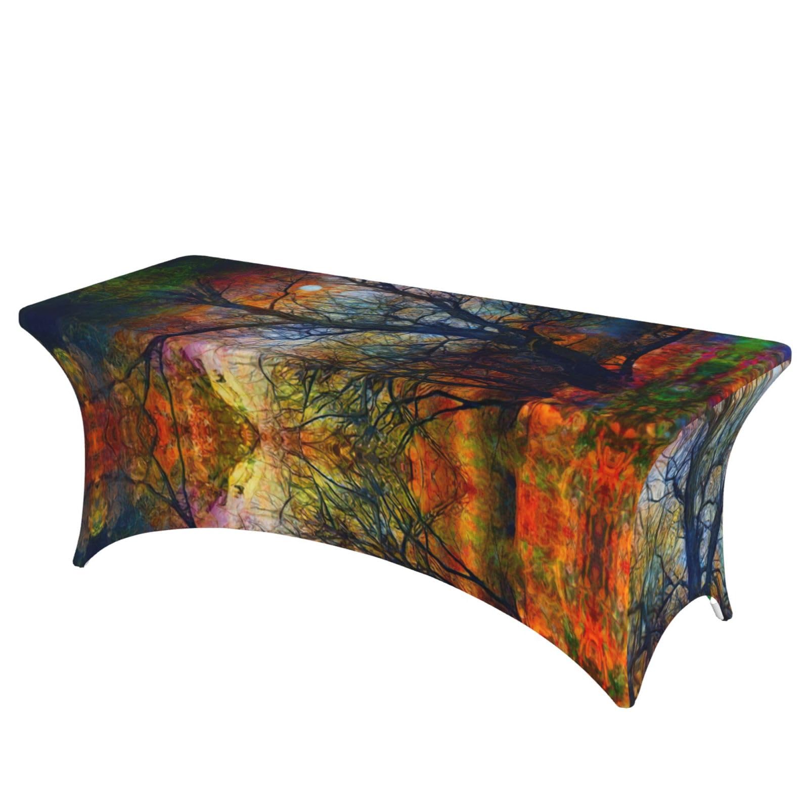 Nappe extensible en élasthanne Colorful Life Trees pour table de banquet de 1,8 m