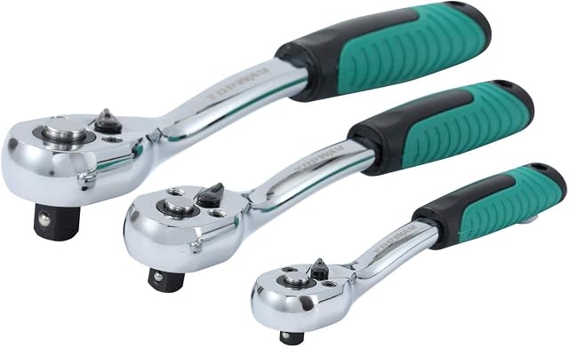 TOPWAY 72 Teeth Ratchet Handle Set 3PCs 1/2", 3/8" & 1/4"