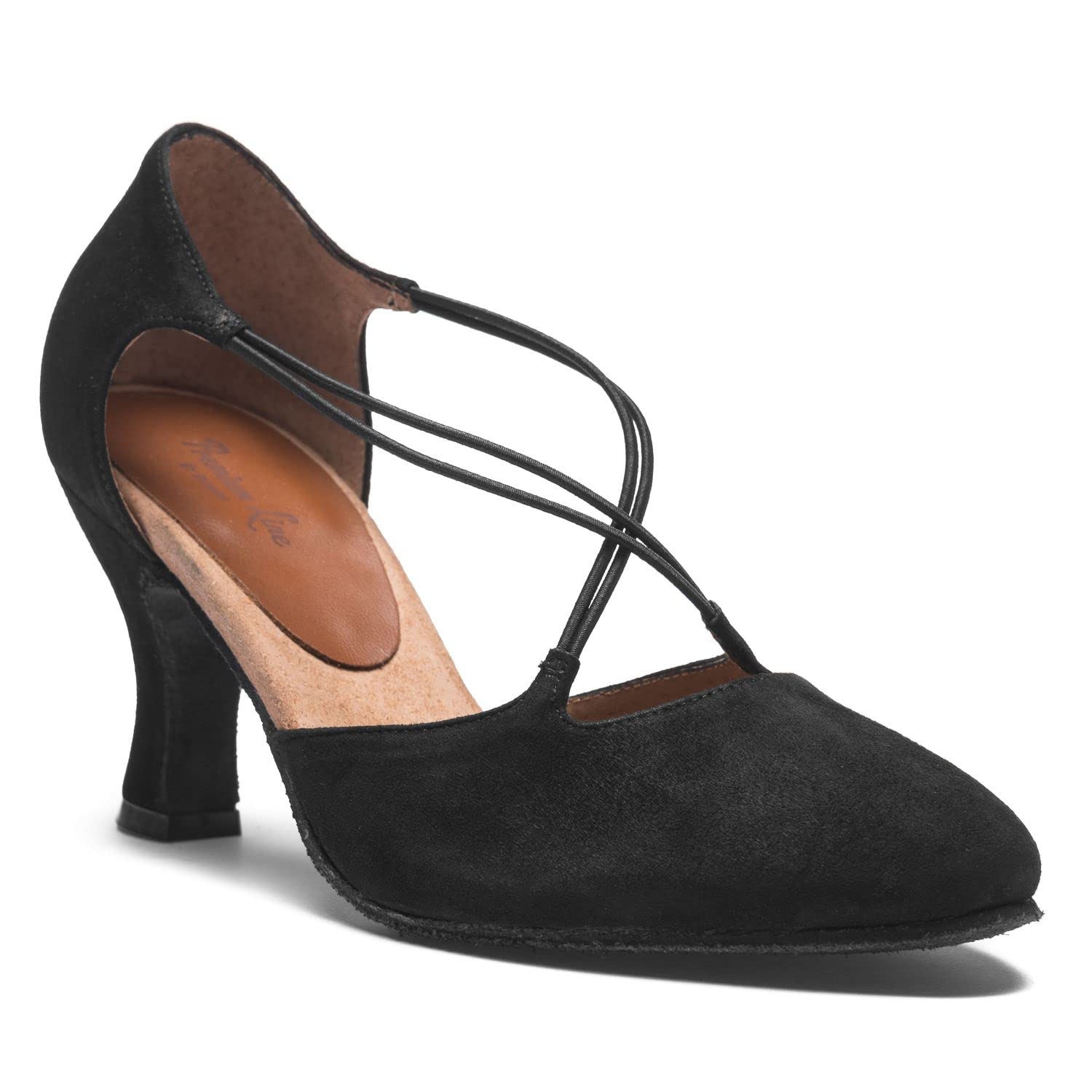 Rumpf 9112 Tanzschuhe Wildleder Latein Salsa Rumba Tango Ballroom Schuhe, Chromledersohle Absatz 7 cm Made in Italy