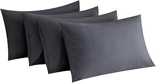 MINIPANDA Dark Grey Queen Pillowcases Set of 4 - Super Soft Breathable Fabric, Envelope Closure, Machine Washable 20x30"