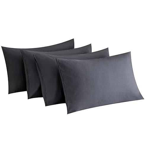 MINIPANDA Dark Grey Pillow Cases Set of 4 Queen Size