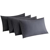 MINIPANDA Dark Gray Pillow Cases Standard Size Set of 4 - Super Soft&comma; Smooth and Breathable Standard Pillow Cases- Envelope Design - Machine Washable Lightweight &lpar;20X26 Inches &lpar;4 Piece&rpar;&rpar;