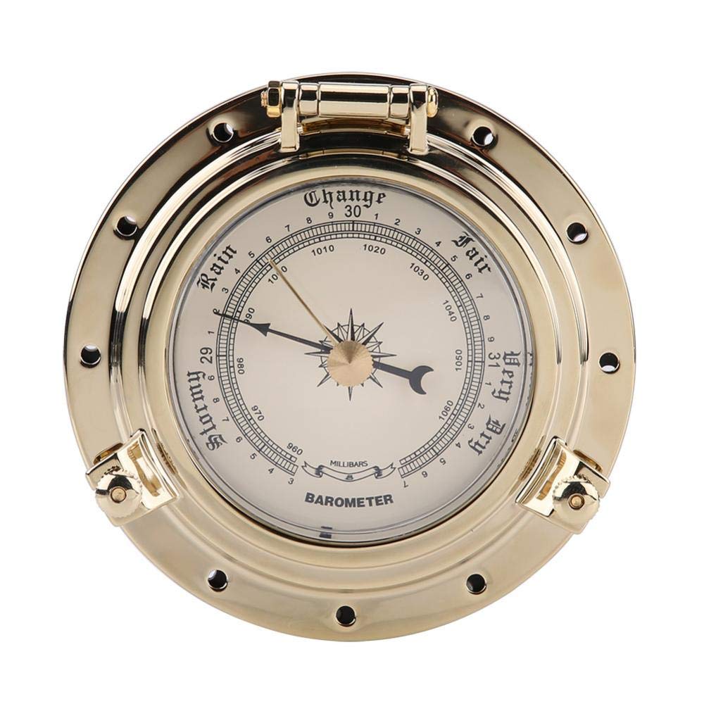 Compteur d'humidité de la température de l'horloge de baromètre rétro de Rome pour le bateau SUV marin de yacht de RV[Baromètre d'or]