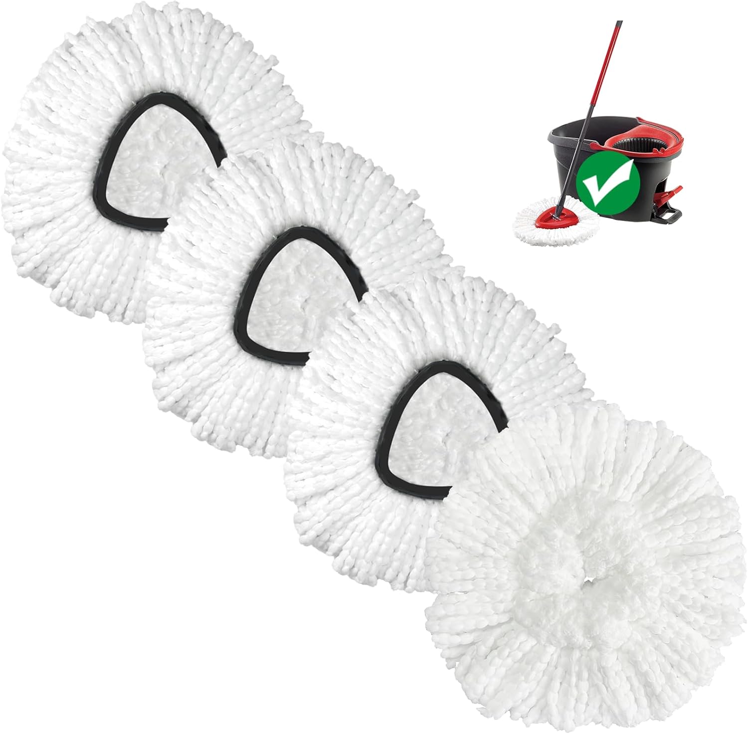 Mop Head Replacement, 4 Pack Spin Mop Refill Replace Head Compatible for Oceda EasyWring 1-Tank System, Microfiber Machine Washable, Not Easy to Dislodge Mop Head Replacement, 4 Pack Spin Mop Refill Replace Head Compatible for Oceda EasyWring 1-Tank System, Microfiber Machine Washable, Not Easy to Dislodge