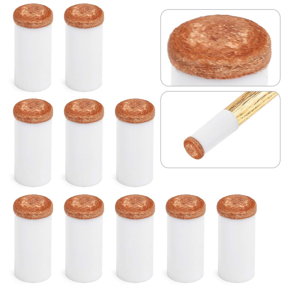 BAGGRA 10PCS Pool Cue Tips Hard Plastic Cue Stick Ferrules Billiard Cue Head 12MM / 13MM