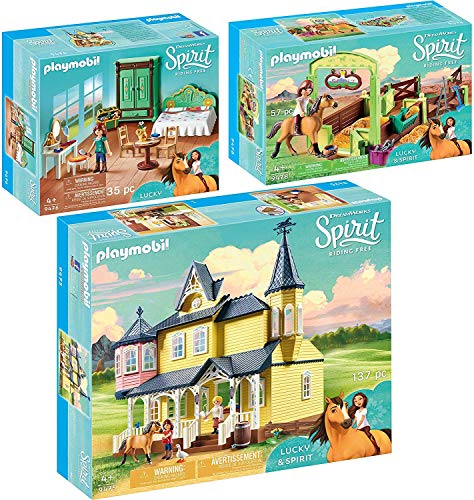 Preisvergleich Produktbild PLAYMOBIL® Spirit 3er Set 9475 9476 9478 Luckys glückliches Zuhause + Luckys Schlafzimmer + Pferdebox Lucky & Spirit
