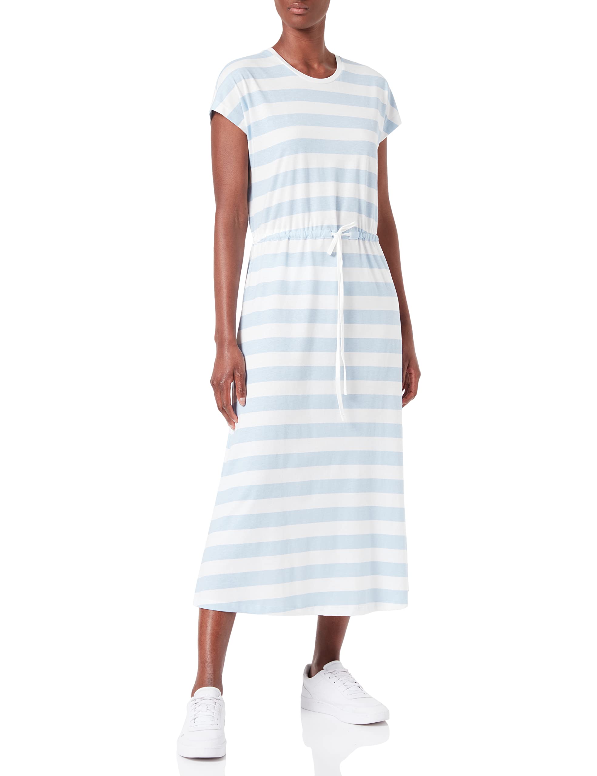 ONLY Women's ONLMAY S/S MIDI Stripe Dress JRS Dress, Cashmere Blue/Stripes:Cloud Dancer (kia), S