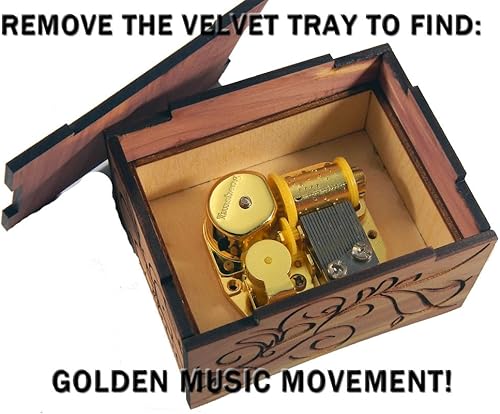 Miniatura 5 de TheLaser'sEdge, Caja de música personalizable de cedro rojo aromático, madera grabada con láser (estándar - terciopelo rojo, piel Elise)