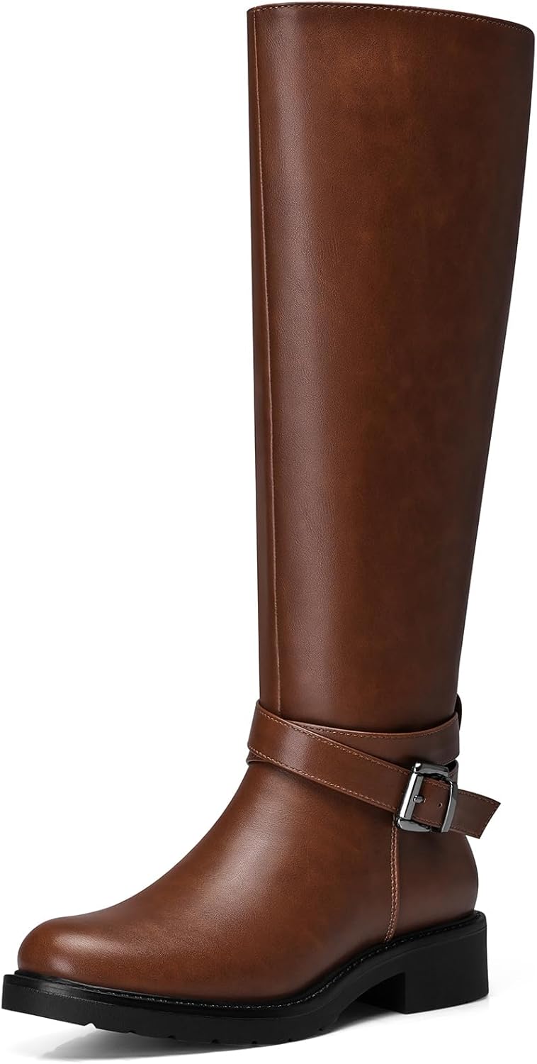 Women Knee High Boots: 1.6 Inch Round Toe Tall Boot - Wide Calf Long Boots, 2026 Fashion Trendy Comfortable Flat Boot for Work, Night out, Travel