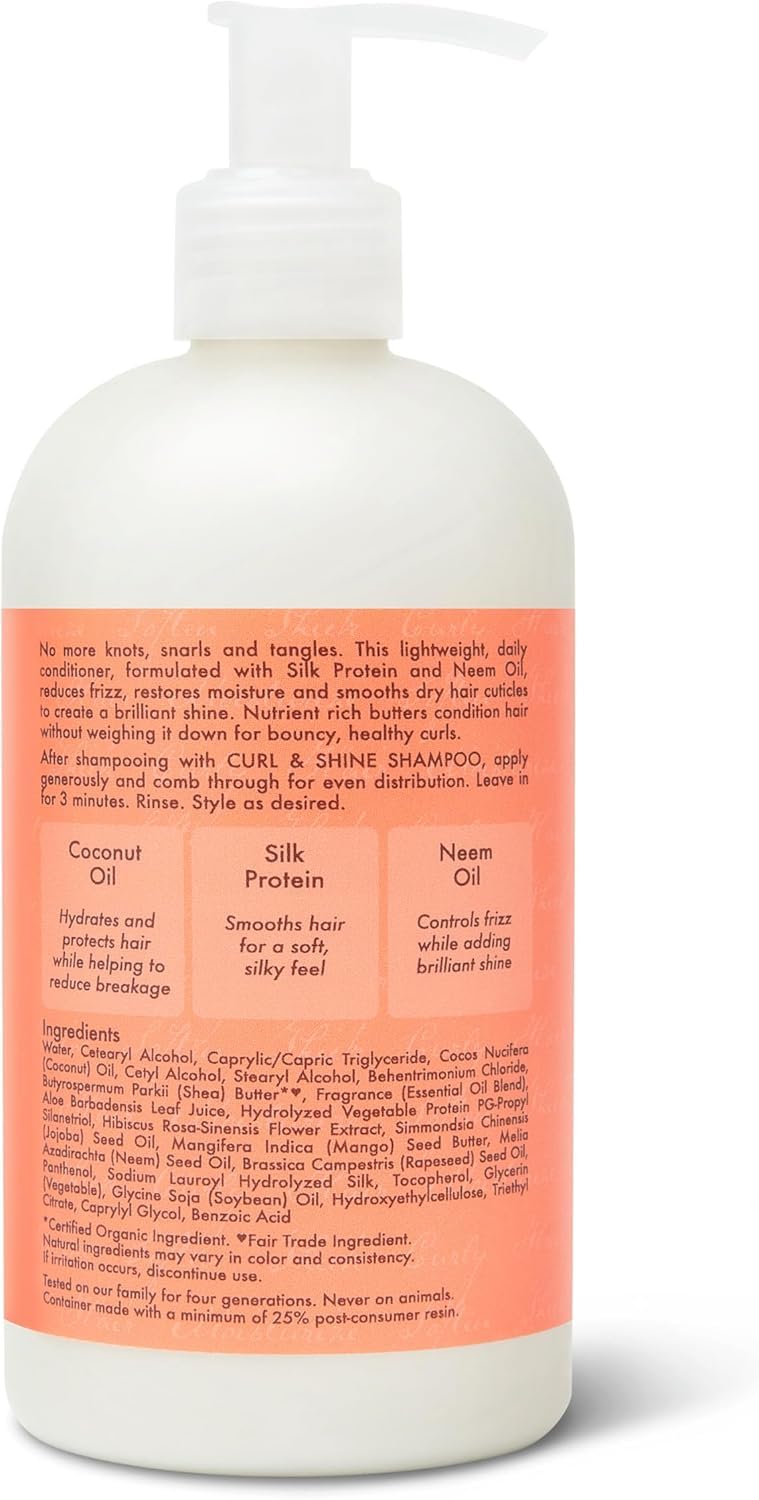 Shea Moisture - 3er-Set für lockiges Haar mit Kokosnuss & Hibiskus - Shampoo „Curl & Shine“ + Spülung „Curl & Shine“ + Stylingmilch „Curl & Shine“